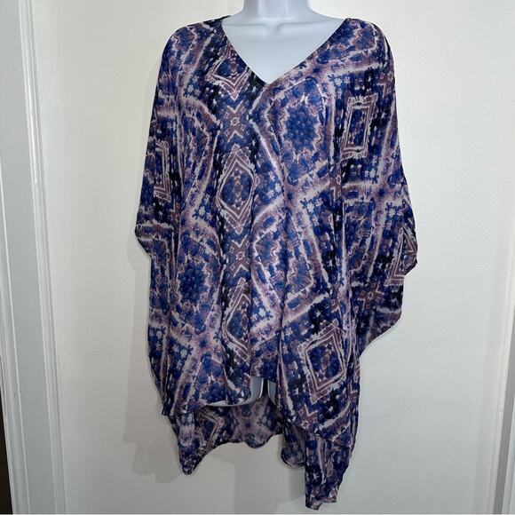 Show Me Your Mumu Swimsuit Cover Up, Size Medium, Purple Blue, Abstract Design - Picture 3 of 8